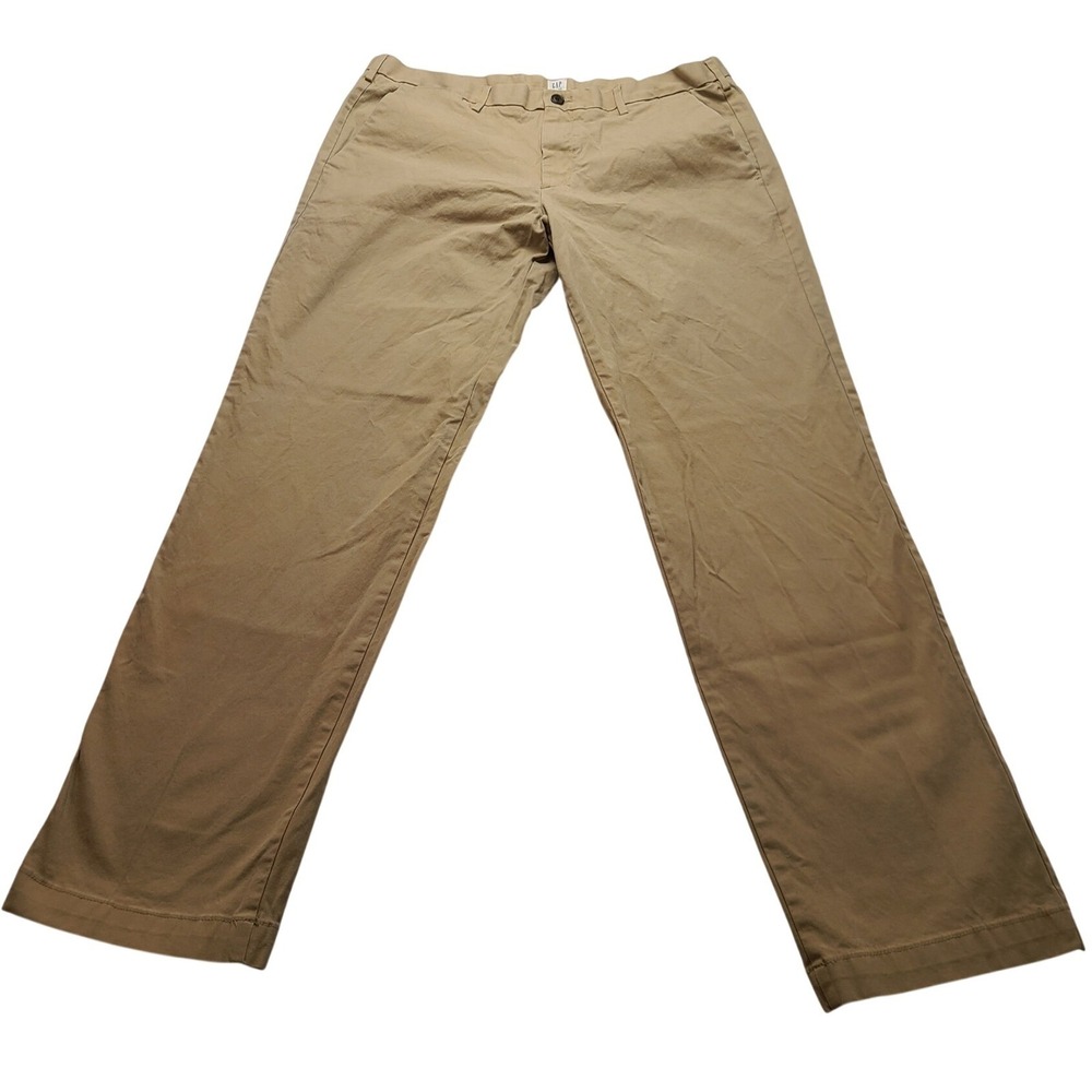 GAP For Good Men's Straight Fit Khaki Chino Pants Tan‎ Trousers Four Pockets Zip